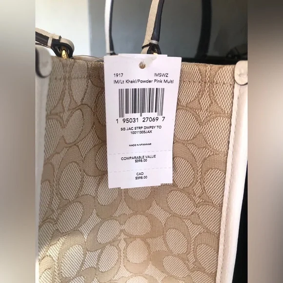 NWT COACH Dempsey Tote In Signature Jacquard With Stripe And Coach Patch